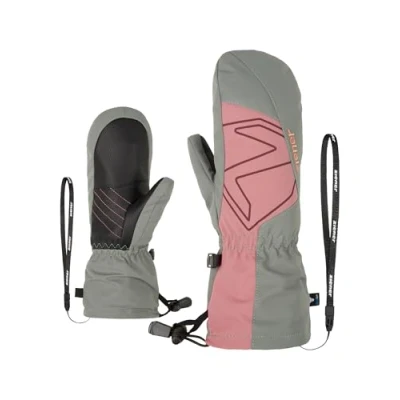 Image of Ziener Lavalino Children&#039;s Ski Mittens/Winter Sports, Waterproof, Long Cuff, Green Mud, 5