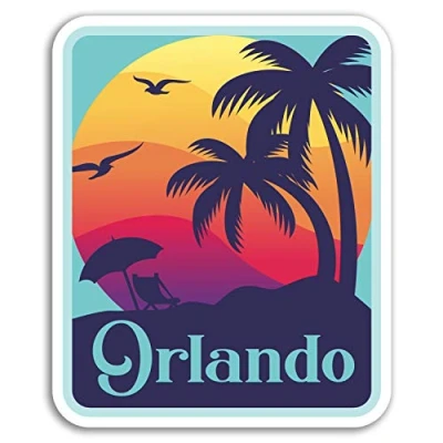 Image of 2 x 10cm Orlando Vinyl Stickers Florida Fun Travel Sticker Laptop Luggage #18476 (10cm Tall)