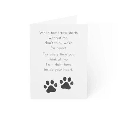 Image of Pet Sympathy Card Heartfelt Memorial for Loss Paw Print Design 6 x 8 Inch Made in UK Includes White Envelope Blank Inside Sustainable Materials