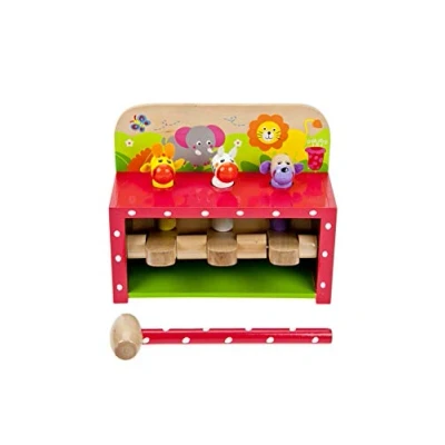Image of Mousehouse Gifts Wooden Toy Safari Animal Pop Up Peg Pounding Hammer for Baby Toddler Boy or Girl