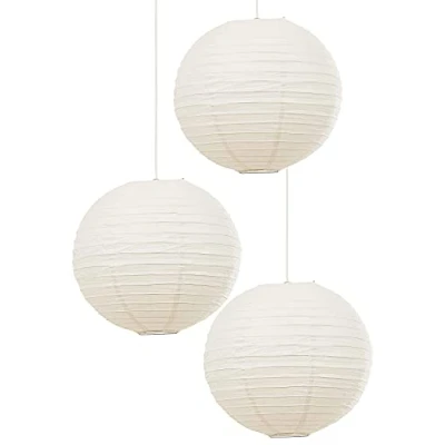 Image of Pack of 3 Large (35cm 14inch Diameter) Paper Lanterns, Lampshades in White for Bedrooms Living Rooms and Hallways, ES/BC