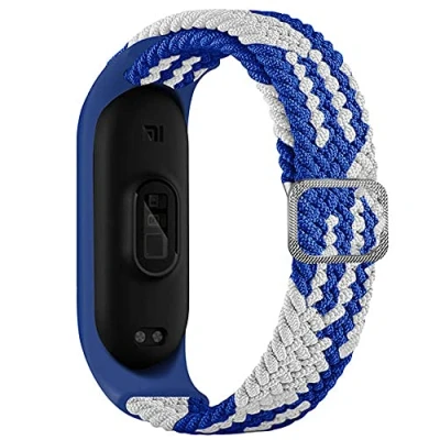 Image of Braided Solo Loop Strap Compatible For Xiaomi Mi Band 6 5 4 3, Adjustable Nylon Elastic Sport Replacement Wristband 6, 5, 4, 3