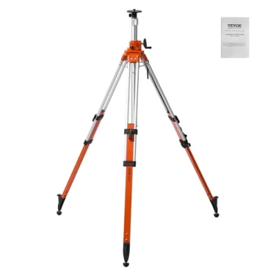 Image of VEVOR Laser Level Tripod Stand, 5/8&quot; 11 Thread Mount, 45.07 114.37 inch Height Adjustment Heavy Duty Survey Tripod, with Bubble &amp; Diffusion Limiter, Liftable Non Skid Feet for Construction