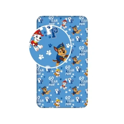 Image of L S KIDS BOUTIQUE Paw Patrol 100% Cotton Fitted Sheet 90 x 200 cm for Single Bed