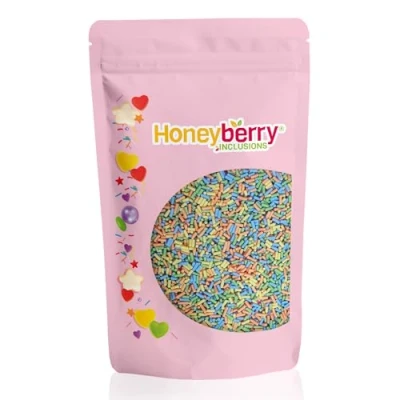 Image of HONEYBERRY INCLUSIONS Pastel Colours Sugar Strands Mix 200g Premium Edible Decorating Vermicelli Sprinkles for Baking, Cupcake and Cake Decorations, Ice Cream, Dessert Icing Decoration Toppers