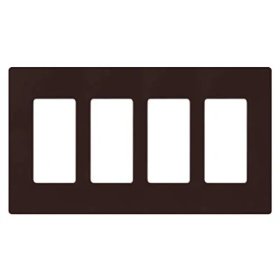 Image of Lutron Claro 4 Gang Decorator/Rocker Wallplate, Gloss, Brown (1 Pack) CW BR