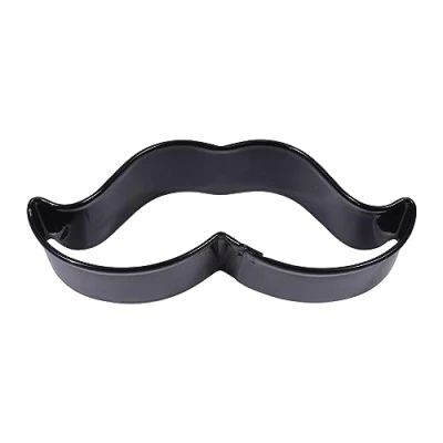 Image of Anniversary House Moustache Poly Resin Coated Cookie Cutter Black