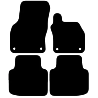 Image of Carsio Carpet Car Mats For Superb 2015 Onwards 4 Piece Set With Clips Tailored Fit Floor Mat Complete Accessory Black Custom Fitted All Weather, Anti Slip Backing &amp; Grey Trim