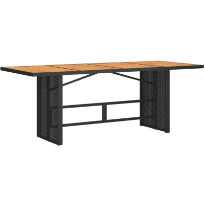 Image of vidaXL Garden Table with Acacia Wood Top Black 190x80x75 cm Poly Rattan