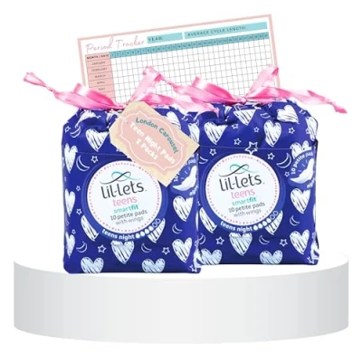 Image of Teen Sanitary Towels Bundle with 2X Lil Lets Pads Night Time and London Carousel Period Tracker