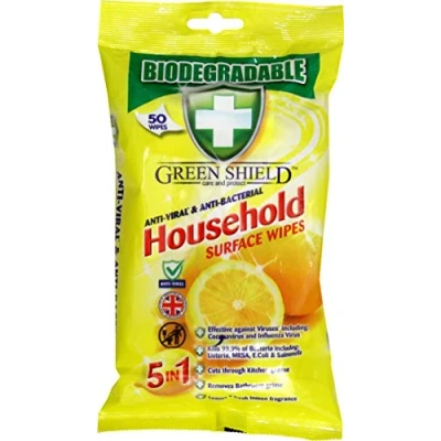 Image of GREENSHIELD ANTIBAC Household Surface Wipes Multi Packs of 50 Each (Box 6)