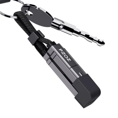 Image of PZOZ Multi Charger Cable 60W Keychain LED Display Chubby USB Cable,USB C to Lightning/Type C/USB A Lightning/USB Fast Charging for iPhone X/11/12/13/14/15