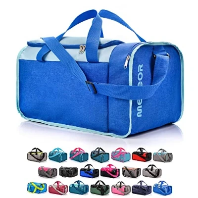 Image of Sports Bag Gym Holdall Men Women Duffel Shoulder Fitness Swimming Pool Travel Holiday Strap Cabin Luggage Weekender Overnight Camping Small 20L Large 40L (Light Blue/Blue, 40 L)