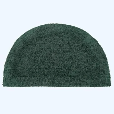 Image of HOMESCAPES Half Round Bath Mat, Luxury 1600gsm Extra Soft 100% Cotton, Reversible Bathroom Mats Non Slip, Washable, Super Absorbent, Quick Dry, Moss Green Semi Circle Rug, 50 x 80 cm