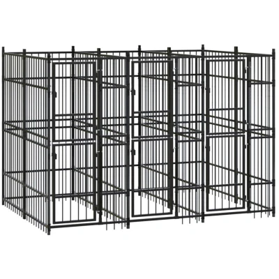 Image of vidaXL Outdoor Dog Kennel Steel 5.53 m²
