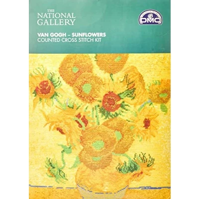 Image of DMC &quot;The National Gallery Van Gough Sunflowers Cross Stitch Kit, Multi Colour