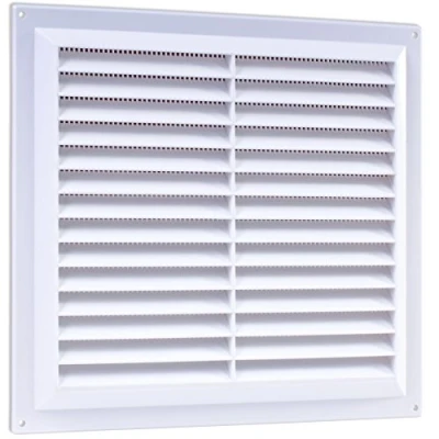 Image of 9&quot; x White Plastic Louvre Air Vent Grille Flyscreen Cover Wall Door Mesh Grid