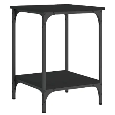 Image of vidaXL Coffee Table Modern Style Living Room Side with Robust Engineered Wood and Metallic Frame, Square shape, Black Finish