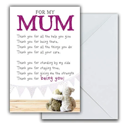 Image of Mum Birthday Card, Kind Words Card For Mum, My Greeting Thankyou, Greetings Cards, Snuggly Bumpkins 165 x 240 mm