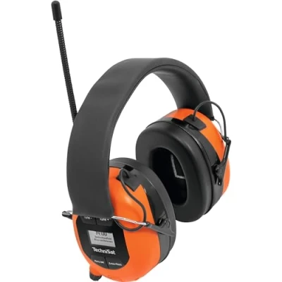 Image of TechniSat STEREOMAN DAB+ OD Wireless Stereo DAB+/FM Bluetooth Headphones (DAB+/FM Radio Reception, Short Antenna, Built in Microphone, Ear Protectors, for Outdoor Use), Orange/Black