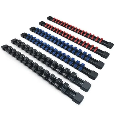 Image of ACEBON Tools Socket Organizers, 6 Piece Holder Kit, 1/4 inch, 3/8 inch &amp; 1/2 Drive, Portable Clip Rail Holder, Holds 86 Sockets (6 PCS (1/4 1/2))