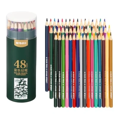 Image of M&amp;G 48 Colors Colored Pencils Set, 48pcs Oil Based Drawing Color Pencil Art Supplies for Beginner Adult Coloring Book Gifts with Green Holder