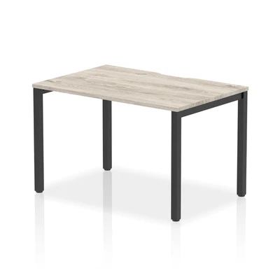 Image of Evolve Plus 1200mm Single Starter Bench Desk Grey Oak Top Black Frame