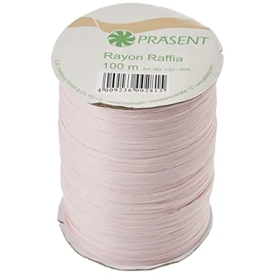 Image of C.E. Pattberg Präsent Rayon Raffia Biodegradable Ribbon Light Pink 100 meter spool