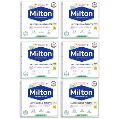 Image of 6 x 28 Milton Sterilising Tablets for Cleaning Baby Feeding Accessories and Breastfeeding Equipment Bottles Rinse Free Ideal Travel Home Household Hygiene (168 Tablets)