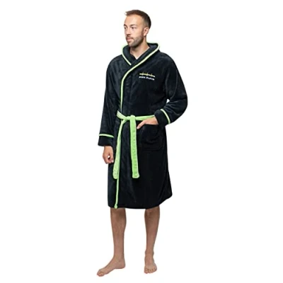 Image of Pink Floyd Bathrobe Circle Band Logo Official Black Super Soft Fleece Unisex L