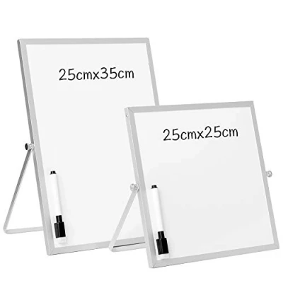 Image of DOEWORKS Small Magnetic Whiteboard Desktop Whiteboard, Portable Drywipe Easel Reminder Board for Home, School, Office, 25 * 25cm