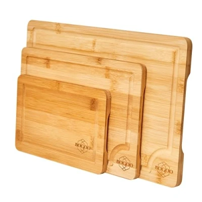Image of Wooden Cutting Boards for Kitchen Set of 3 Wood Board with Juice Groove &amp; Handles, Charcuterie Vegetables Cheese, Butcher Block Meat, Chopping Serving