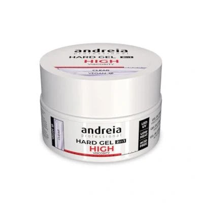 Image of Andreia Professional Hard Nail Gel Biphasic 2 in 1 LED et UV Builder High Viscosity for Strong Nails Tips and Extensions Colour Clear 22g