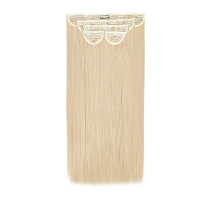Image of Lullabellz Super Thick Straight Clip In Hair Extensions 5 Piece, 22 Inch Length, Light Blonde