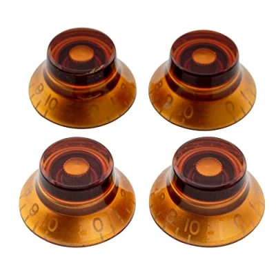 Image of Musiclily Pro Imperial Inch LP Guitar Bell Knobs 24 Fine Splines Top Hat for USA Les Paul Style Electric Guitar, Amber (Set of 4)
