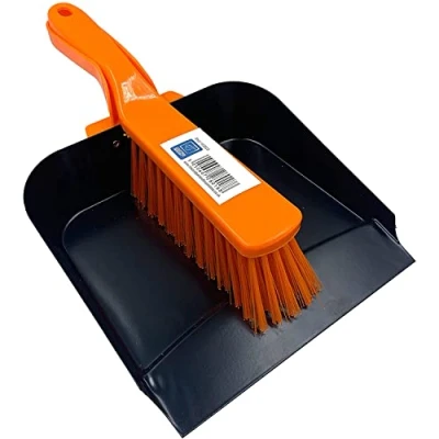 Image of Metal Dustpan and Brush Heavy Duty Strong Steel Large Set, Synthetic Soft Hand Pan for Home Indoor Cleaning (Metal Brush)