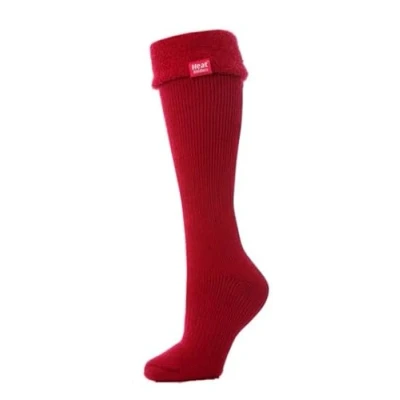 Image of HEAT HOLDERS Ladies Thermal Winter Warm Wellington Boot Socks UK Size 4 8 (Red)