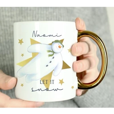 Image of Custom Personalised The Snowman Let it Snow Gold Handed Christmas Mug