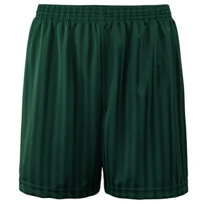 Image of JJLC Boys Girls School Sports Shorts PE Football Shadow Stripe (Bottle Green, 5 6 Years)