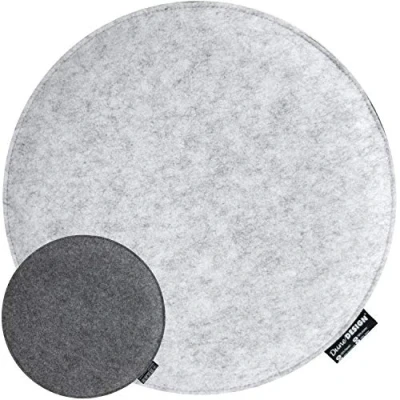 Image of DuneDesign 30mm thick round Felt Cushion for chairs Ø 35cm warm reversible Grey