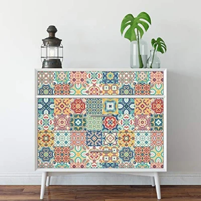 Image of Ambiance Sticker Self Adhesive Furniture and Tables Tile Stickers for Kitchen Living Room Decoration Oriano Pack of 60 15 x cm