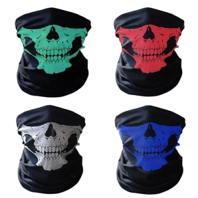 Image of DTOL Skull Balaclava Bandana Bike Motorcycle Helmet Neck Face Mask Paintball Ski 4 Pack