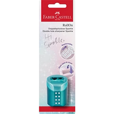 Image of Faber Castell Double Hole Sharpener RollOn Sparkle, Blister Card of 1 Assorted Colours