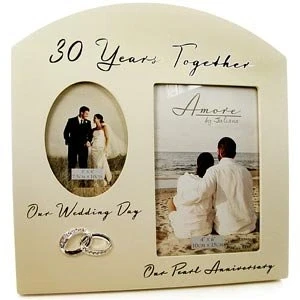 Image of Double 30th Pearl Wedding Anniversary Photo Frame for Day and photographs Sentimental Keepsake Picture
