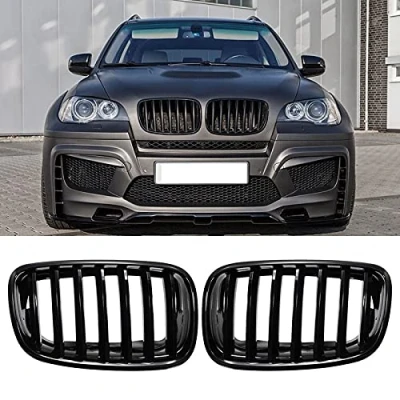 Image of TOOWGM Car Gloss Black Front Bumper Intake Kidney Grills Grille for BMW E70 E71 X5 X6 2007 2013