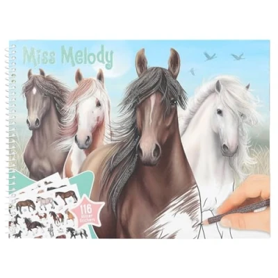 Image of Depesche Miss Melody 12978 Colouring Book with 44 Pages for Creating Horse Motifs Includes Sticker Sheet