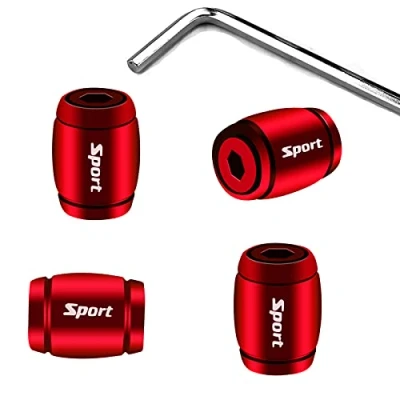 Image of 4Pcs Anti Theft Valve Caps, Tire Tyre Wheel Car Auto Caps Universal Moto Bike Stem Dust Covers (Barrel/Red)