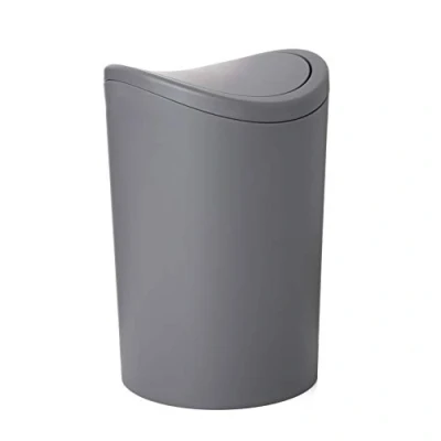 Image of TATAY Bathroom Bin with Tilting Lid, 6L Capacity, made of Polypropylene, BPA Free, Color Gray, Measures 19 x 28 cm
