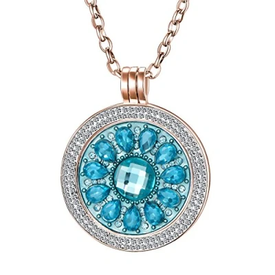 Image of Morella 70cm Ladies Necklace and Zirconia Coin Holder Attachment with 33mm Turquoise in Jewellery Pouch