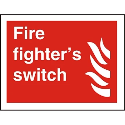 Image of Seco Fire Fighter&#039;s Switch &amp; Sign, 200mm x 150mm Self Adhesive Vinyl
